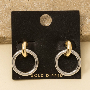 Gold Dipped Two Tone Hoop Earrings